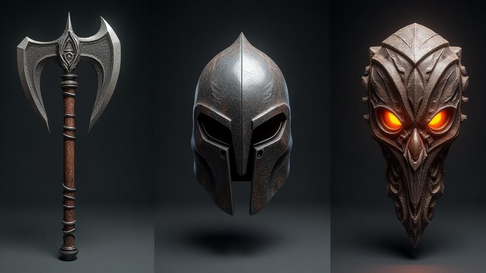 Blender、ZBrush、Substance Painterで制作されたリアルなゲーム内3Dアセットの集合