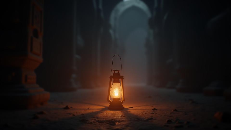 Unreal Engine内にインポートされ、ライティングが適用された魔法のランタン