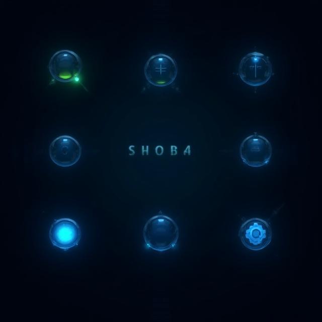 ゲーム内UIのミニマリスティックなアイコンセット、ボタン、ゲージ