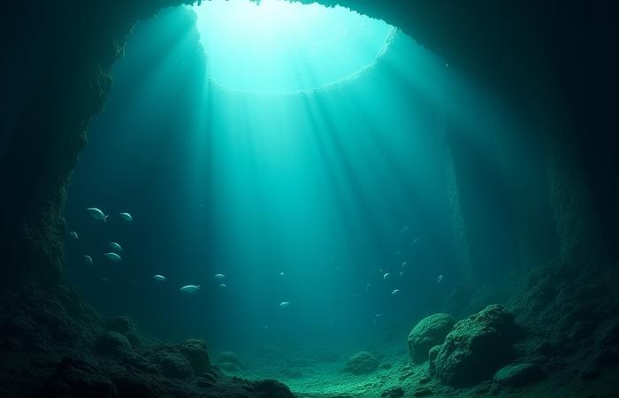 海底に沈んだ古代遺跡の光景