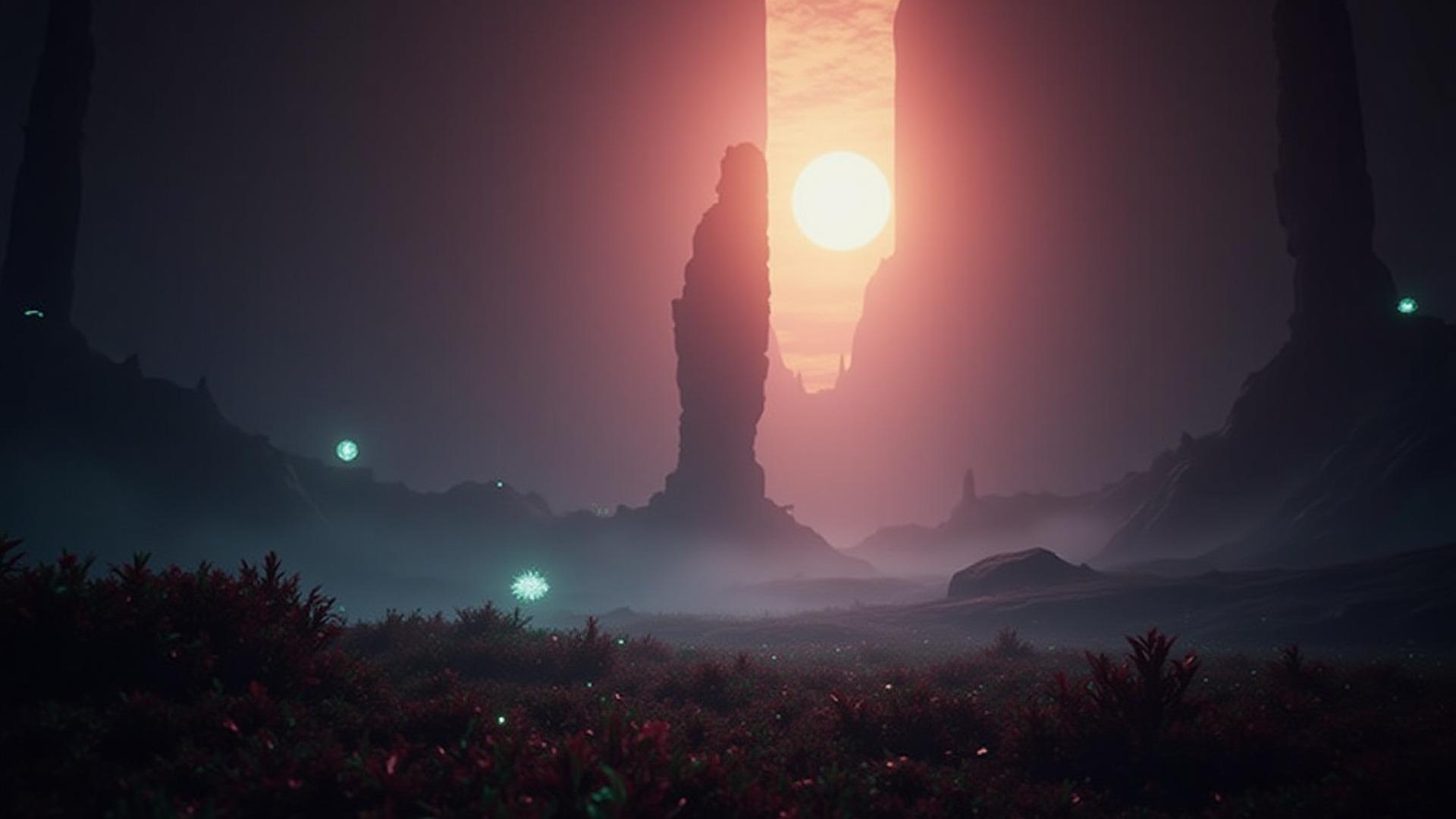 Unreal Engine 5で描かれた壮大で美しいゲーム環境の風景