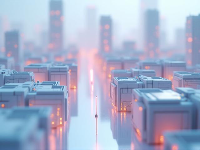 モジュラーアセットで構築された都市景観の3Dレンダー