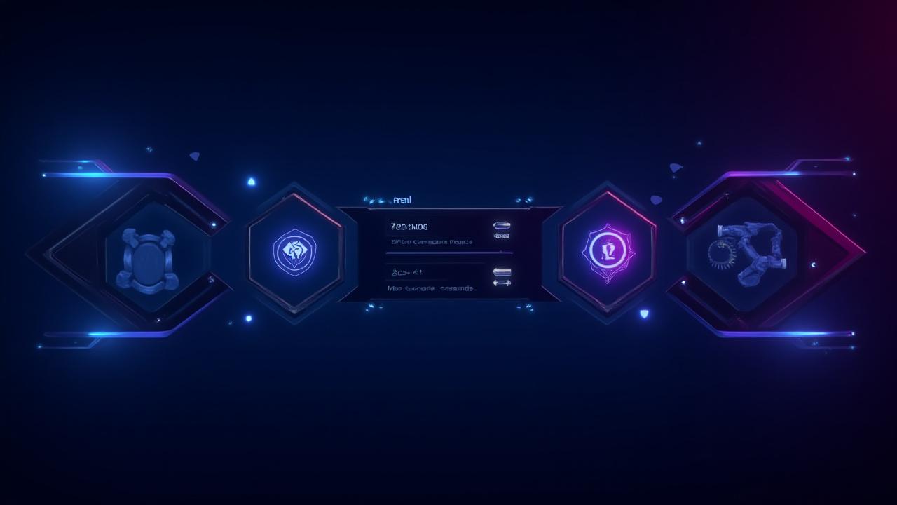 インタラクティブな架空ゲームメニュー画面のモックアップ